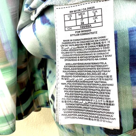 Marciano Kaleidoscope Gown Maxi Dress Chainlink Halter Cut Outs Sz 2 Blue Green - Picture 6 of 10